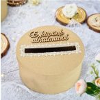   Esküvői persely natúr csipkés 25cm "Esküvőnk alkalmából" felirattal