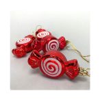 Szaloncukorka karácsonyfadísz - Piros 4db/dob