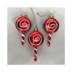 Akasztós kerek nyalóka 10x5x2 cm - Piros 3db/dob