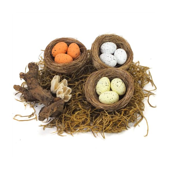 Tojások fészekben 2,5x6 cm - Fehér-natúr-krém