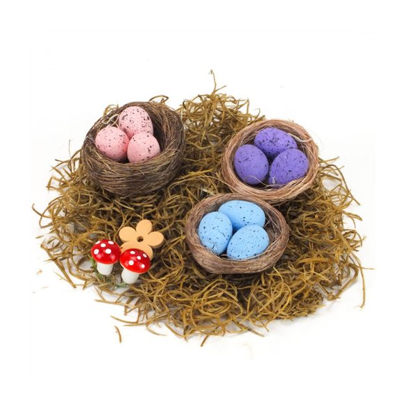 Tojások fészekben 2,5x6cm - Lila-rózsaszín-kék