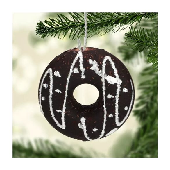 Mézeskalács dísz akasztható 9cm - Csokis fánk