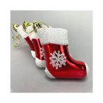 Karácsonyi zokni akasztós 8x7x3 cm  - Piros 4db/csom.