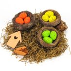 Tojások fészekben 2,5x6 cm - Sárga-Zöld-Narancs