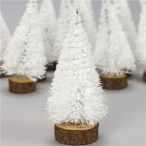 Dekor fenyőfa + talp 10 cm - Fehér S/12