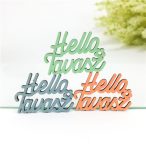   "Hello Tavasz" írott felirat 6,7x8,5 cm - Pasztel színek S/3