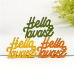   "Hello Tavasz" írott felirat 6,7x8,5 cm - Élénk színek S/3