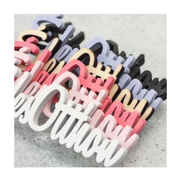 Fa felirat "Édes Otthon" 3x10 cm - Vegyes színek 6db/csom.