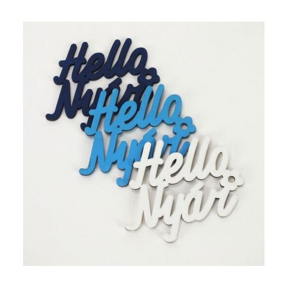 Fa tábla "Hello Nyár felirat 7,5x8,5cm 3db/csomag - Kék