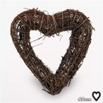 Vessző koszorú szív 33x38cm - Barna