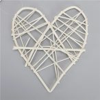 Vessző fonott hálós szív 20 cm - Fehér