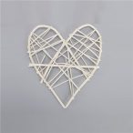 Vessző fonott hálós szív 15 cm - Fehér