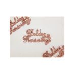   "Boldog Karácsonyt" elegáns felirat 15cm csillogó - Rózsaarany S/3