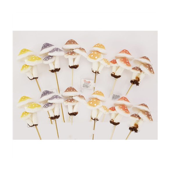 Pálcikás pöttyös gomba dekoráció 4-5-7 cm, 24cm hosszú - Több színben /DB