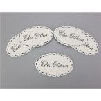 Fa tábla ovál "Édes Otthon" 8x5 cm - Fehér