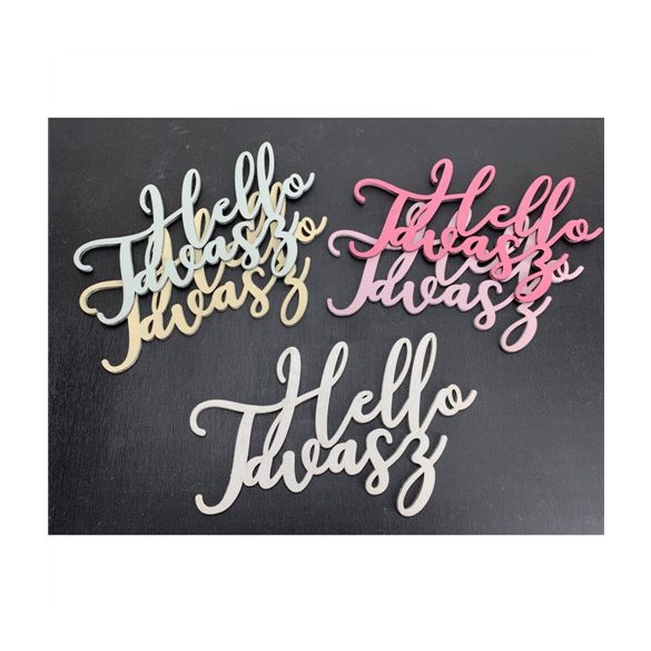 "Hello Tavasz" írott felirat koszorúra 12x19 cm - Fehér