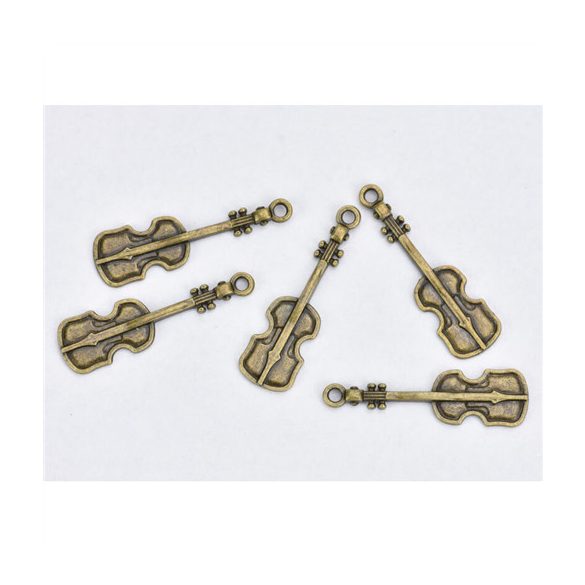 Fém medál hegedű 0,8x2,9 cm - 5db/csomag