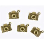 Fém medál fényképezőgép 1,5x1,8 cm - 5db/csomag