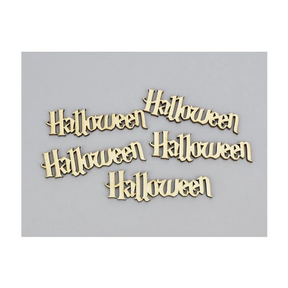 Natúr fa - "Halloween" felirat 2,5x9cm 5db/csomag