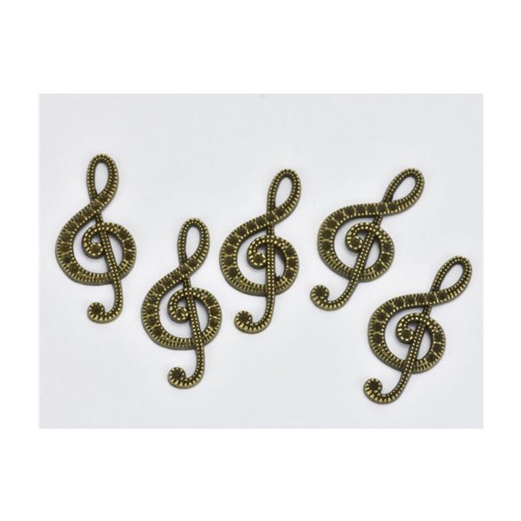 Fém violinkulcs 1,5x3,2 cm - 5db/csomag