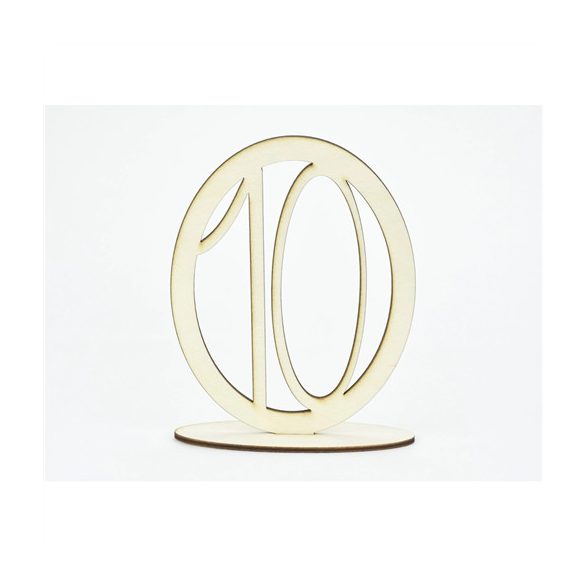 Natúr fa - Asztalszám ovális keretben 12x15,5cm - 10-es