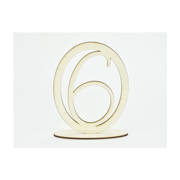 Natúr fa - Asztalszám ovális keretben 12x15,5cm - 6-os