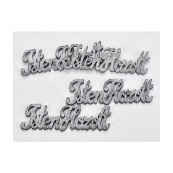 Fa felirat "Isten Hozott" 4,5x15 cm - Szürke 4db/csom.
