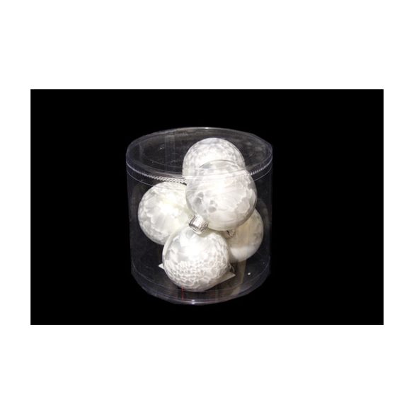 Fehér üveggömb 8cm 6db