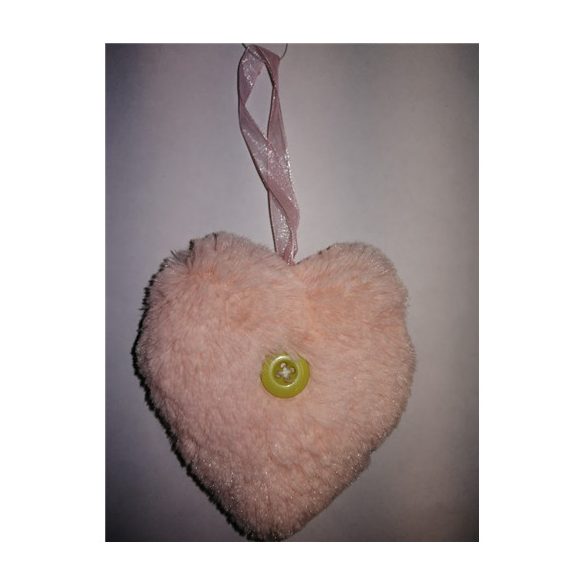 Szőrme szív 11 cm - Rózsaszín