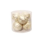 Krémszínű üveggömb 8cm 6db