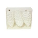 Toboz 13,5cm-es dísz 3db - Fehér/rózsaszín