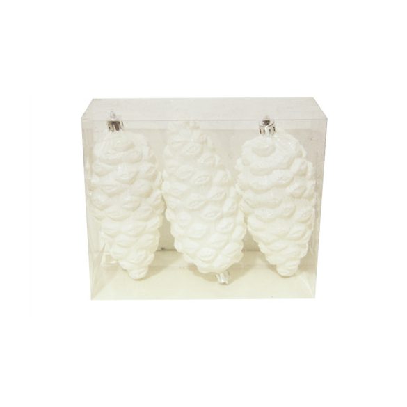 Toboz 13,5cm-es dísz 3db - Fehér/rózsaszín