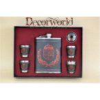 Fém laposüveg szett, 4+1-es sötét barna címeres