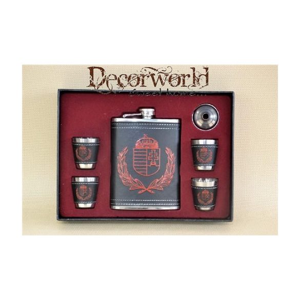 Fém laposüveg szett, 4+1-es sötét barna címeres