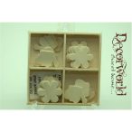 Fa figurák, öntapadós, Virág/kanna (20db) - Natúr