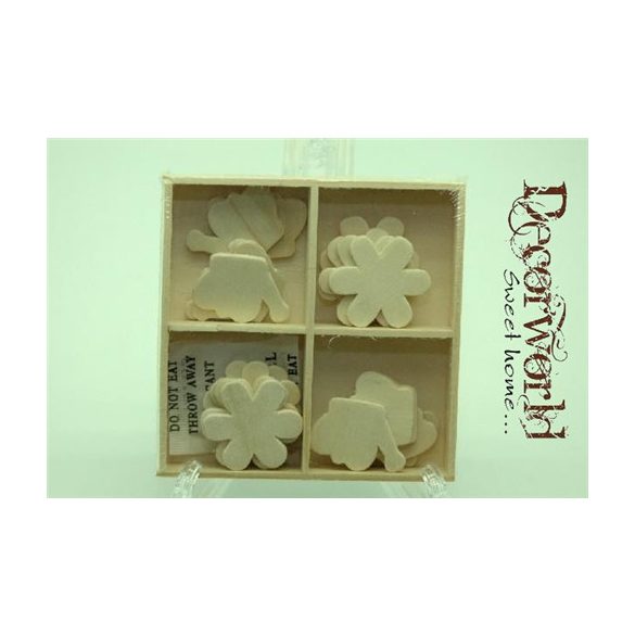 Fa figurák, öntapadós, Virág/kanna (20db) - Natúr