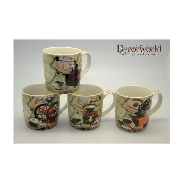 Bögre 3.5dl coffee vintage 4féle
