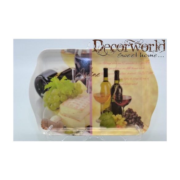 Uzsonnás Tálca 21x14,3x2cm műa. WINE-CHEESE