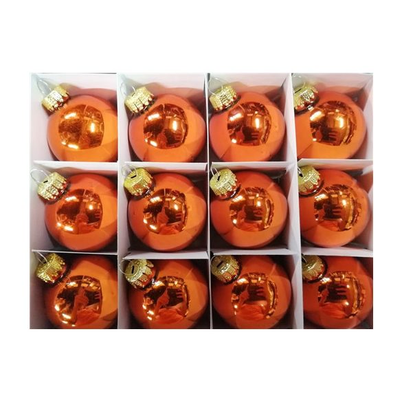 Gömb üveg 5 cm narancs fényes S/12