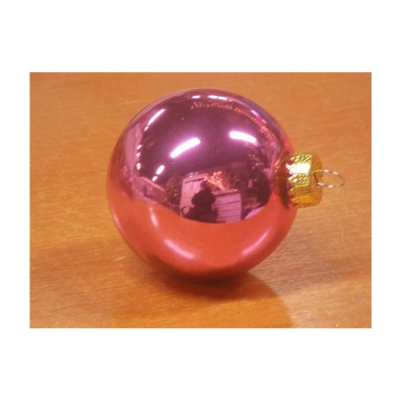 Gömb üveg 7 cm pink fényes S/6