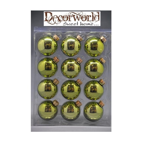 Üveg gömb pisztácia zöld  s/12 5cm