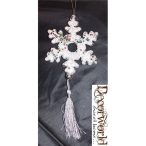 Dísz függő hópehely 11cm glitteres fehér