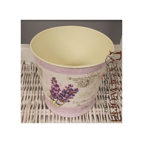 Kaspó fém D12 kerek orgona mintás lila