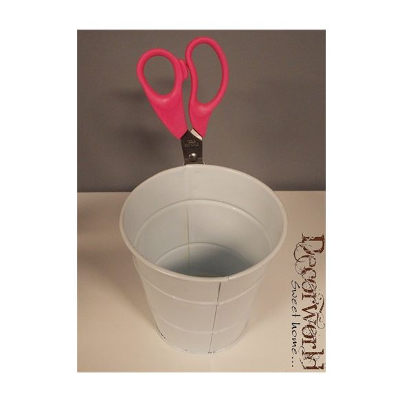 Kaspó fém ollóval fűszernövényhez - Fehér