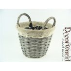 Kosár fonott/textil szél kerek 20x16cm 2füles