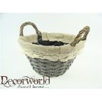 Kosár fonott/textil szél kerek 18x11cm 2füles