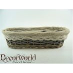 Kosár fonott/textil szél 31x4,5x8cm ovális