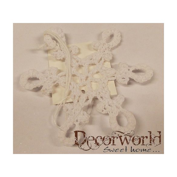 Horgolt dísz akasztós 8cm fehér virág