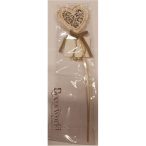   Pikk fa/fém szív 9,5x31x1,5cm áttört mintás, masnival - Barna