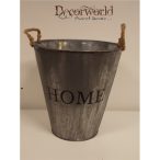 Kaspó fém HOME felirattal 2füles 33x35cm szürke